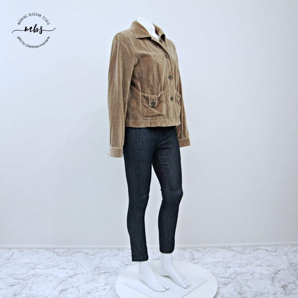 Ann Taylor Loft Velvet Cropped Jacket Tan Women 8